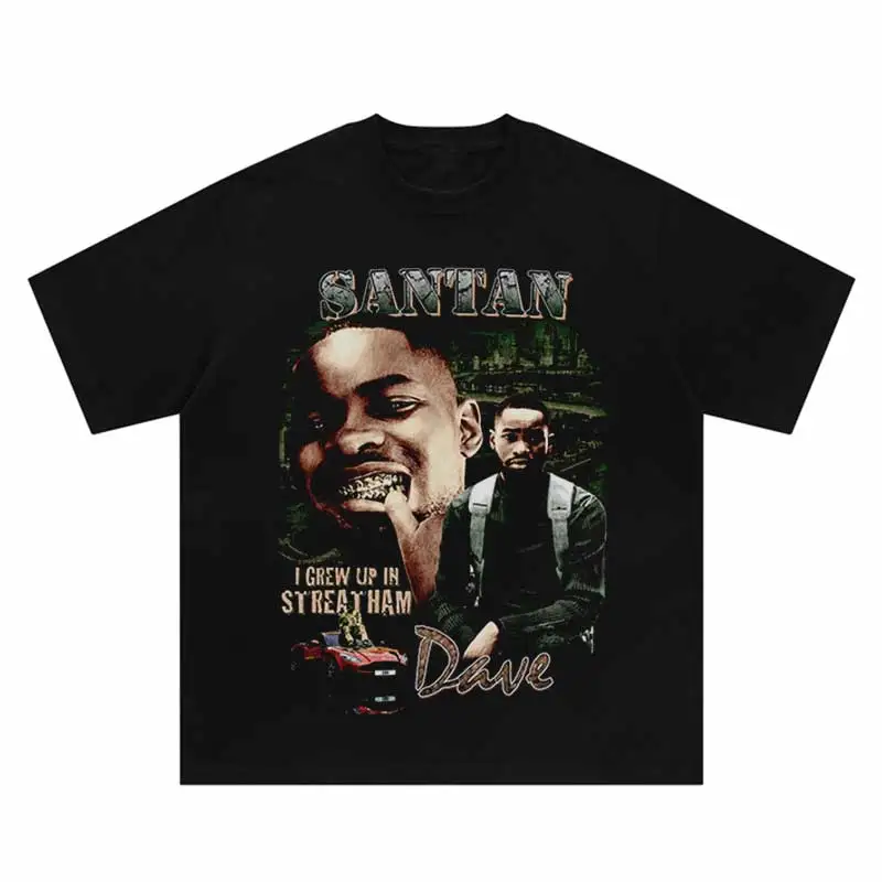 Hip Hop Vintage T Shirt Men Harajuku The Boy with Golden Teeth Print Punk Gothic Tshirt 2023 Casual Cotton Washed Tee Tops