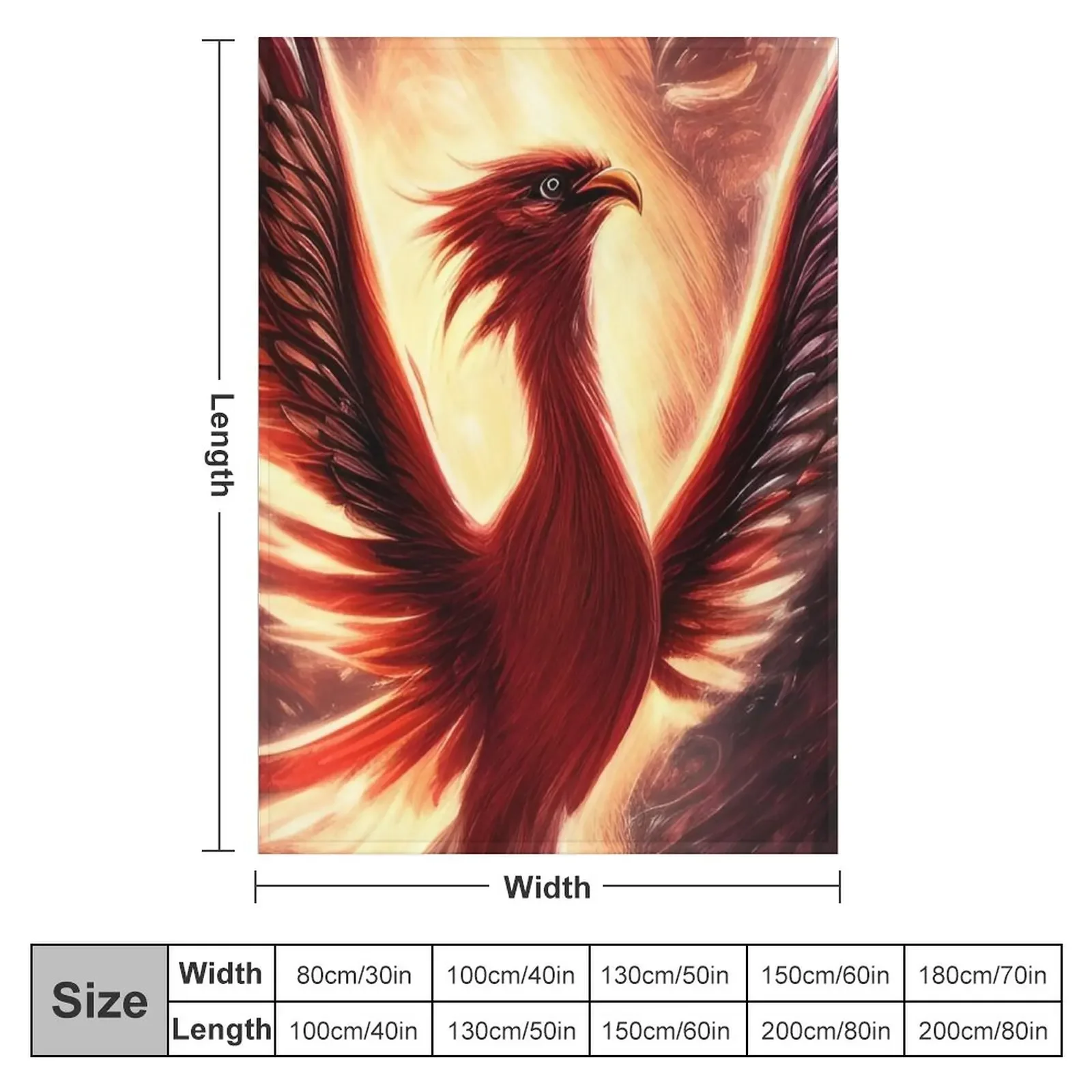 Red Phoenix Fantasy Mythical Creature Throw Blanket Extra Large Throw Decoratives Blankets