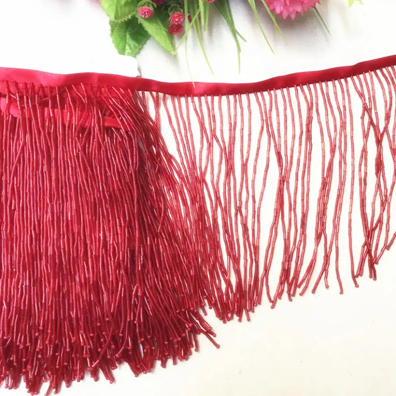 1yard Bead Lace Fringe Tassel Trim for DIY Clothes Accessories Wedding and Evening Dress Beaded Decoration Home Textile 15Colors