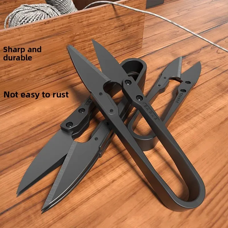 1/3/5 PCS Black Carbon Steel Thread-Trimming Small Scissors, Spring-Loaded Scissors, Stainless-Steel U-Shaped Utility Scissors