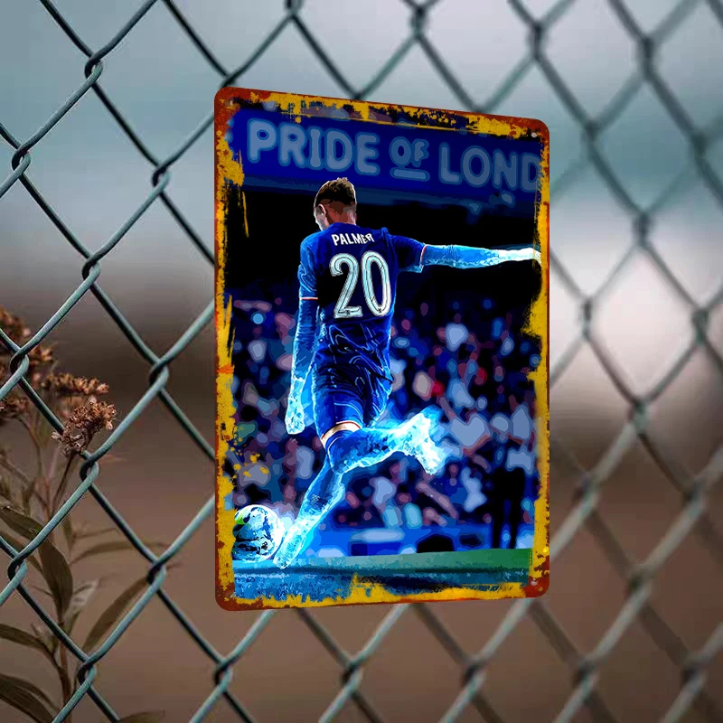 Soccer Star Palmer Shooting Moment Metal Iron Painting Home Decor Fan Gift