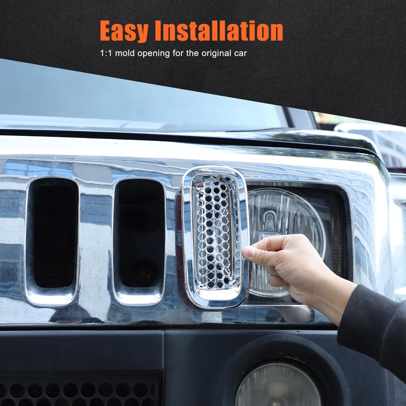 For 2005-2009 Hummer H3 ABS silver car front grille air inlet protective cover insect-proof grille car styling accessories 7pcs