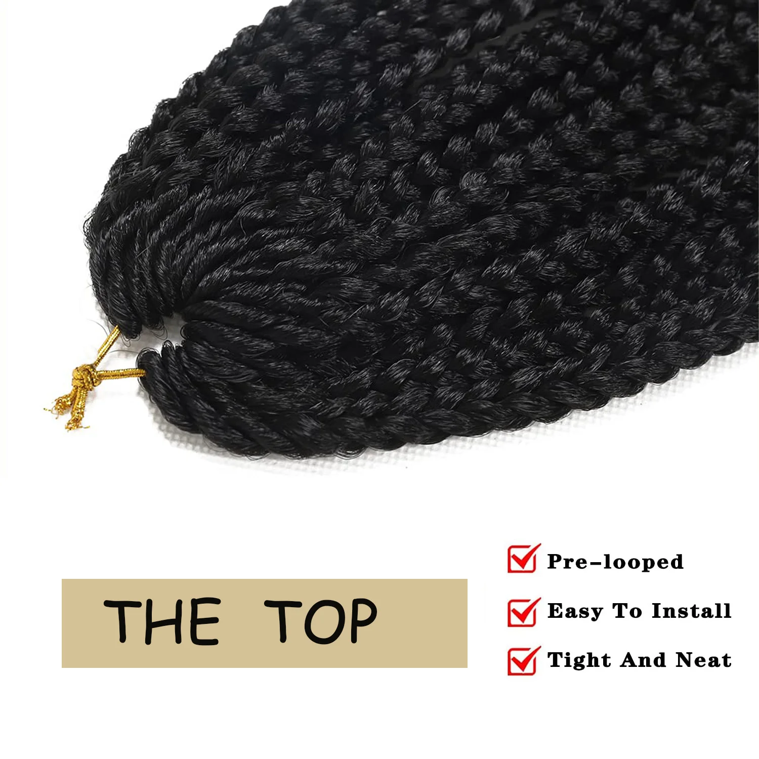 Trenzas pequeñas W Curls, pelo rizado de ganchillo, trenzas en caja de diosa con extremo rizado, adecuado para cabello trenzado sintético fácil de usar para mujeres