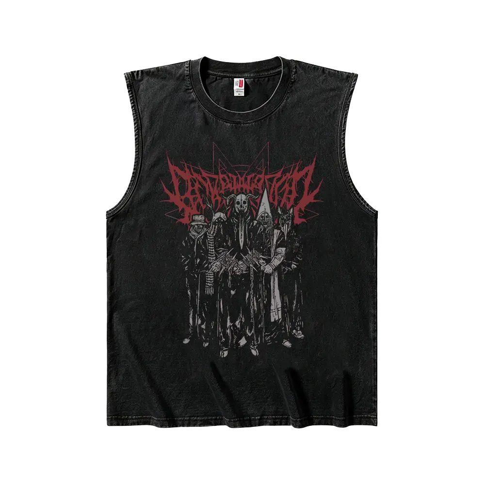 

Anime Dorohedoro Kaiman Vintage Washed Tank Tops Men Women Gothic Manga Rock Metal Style Sleeveless T-shirts Oversized T Shirts