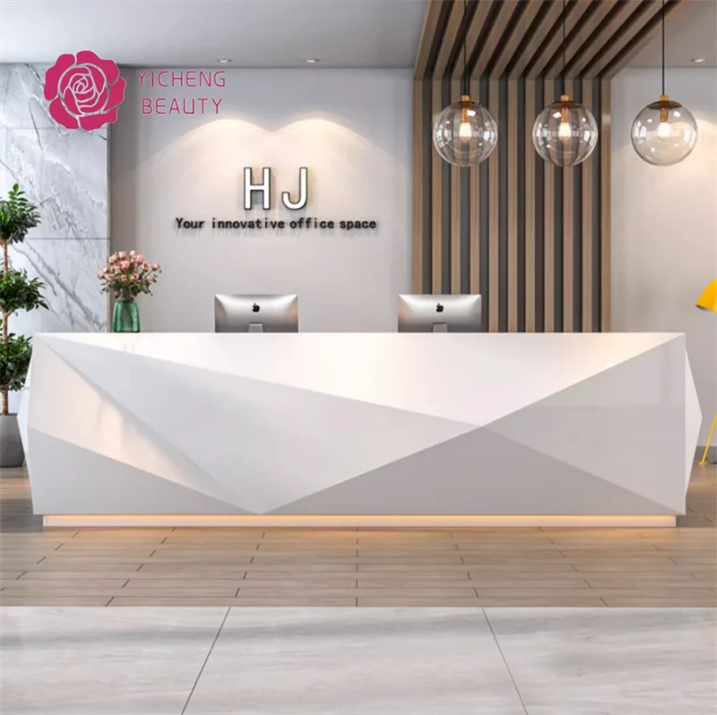 Customized.Yicheng Beauty High Quality Luxury Modern Design Shop Hotel Long Reception Desk bar Counter Front Desk on Sale