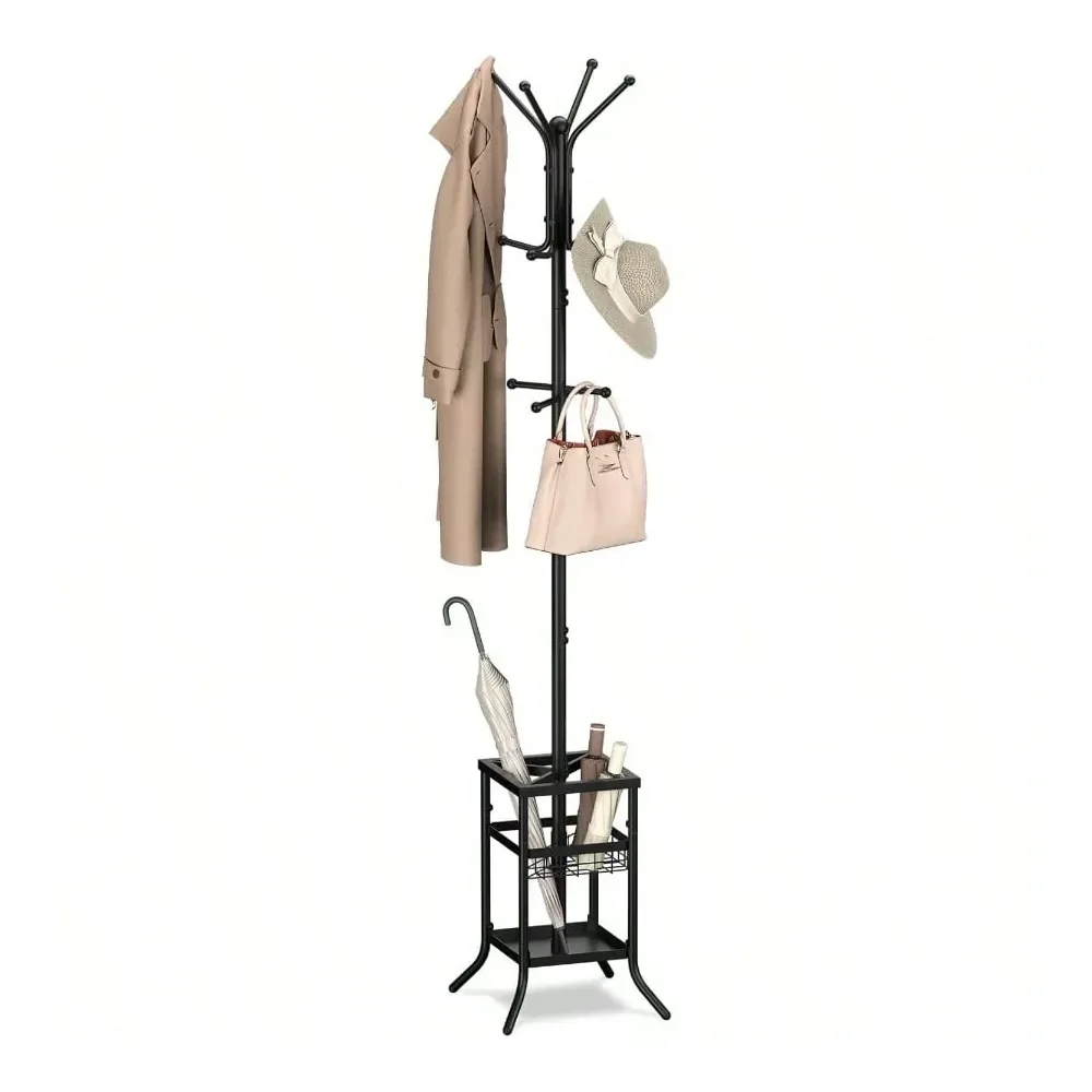 

Yoobure Coat Rack Freestanding Coat Tree With Umbrella Holder Metal Coat Rack Stand With 12 Hooks Modern Coat Hanger Stand For
