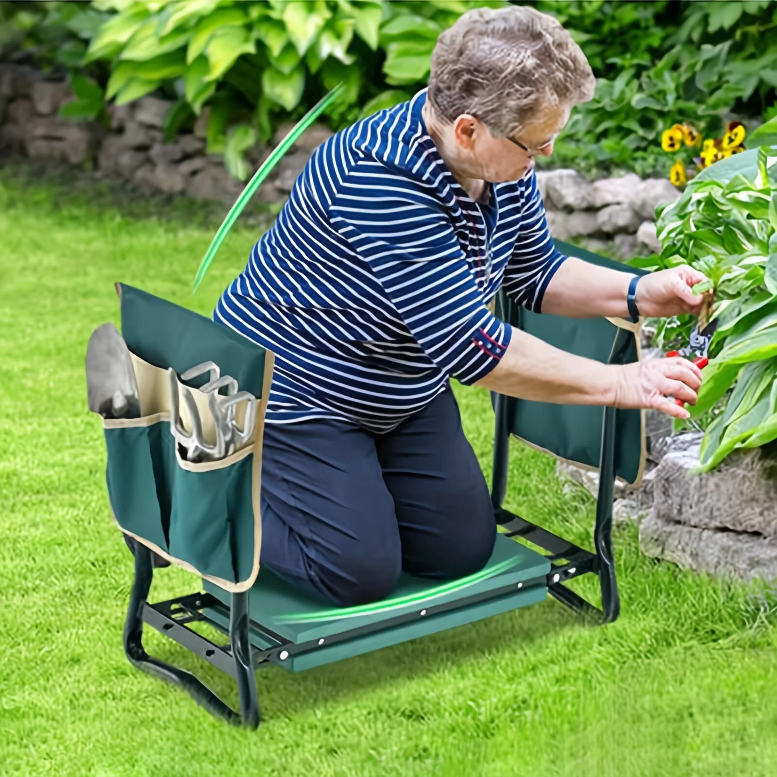 Upgraded Garden Kneeler And Seat With Thicken and Widen Soft Kneeling Pad, Heavy Duty Foldable Gardener Stool image 3