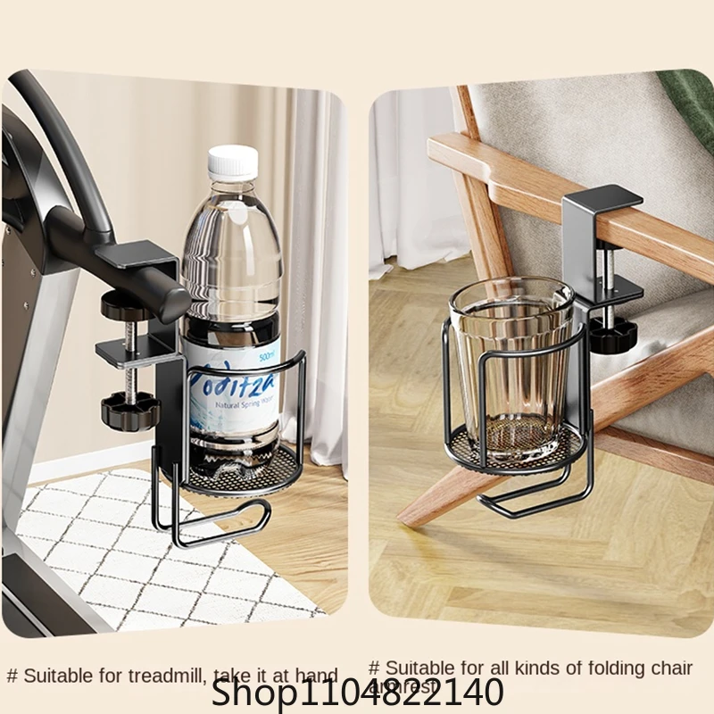 2 In 1 Tempat Cangkir Meja Tanpa Bor Dapat Disesuaikan Dudukan Klem Lengan Ditingkatkan 360 Derajat Penjepit Tepi Meja Putar Tempat Cangkir Antijatuh