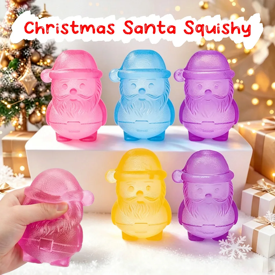 Transparentes Mattiertes Weihnachtsmann-Quetschspielzeug, Weiches Stressabbau-Spielzeug, Niedliches Weihnachtsgeschenk für Erwachsene & Jugendliche