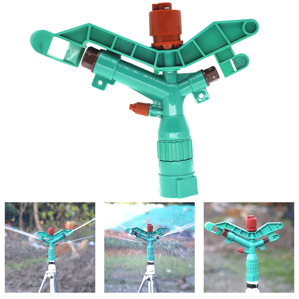 Threaded Swing Arm Sprinkler Green PP Plastic Wide Coverage Oscillating Nozzle For Farm Garden Vegetable Maize Drip Irrigation S