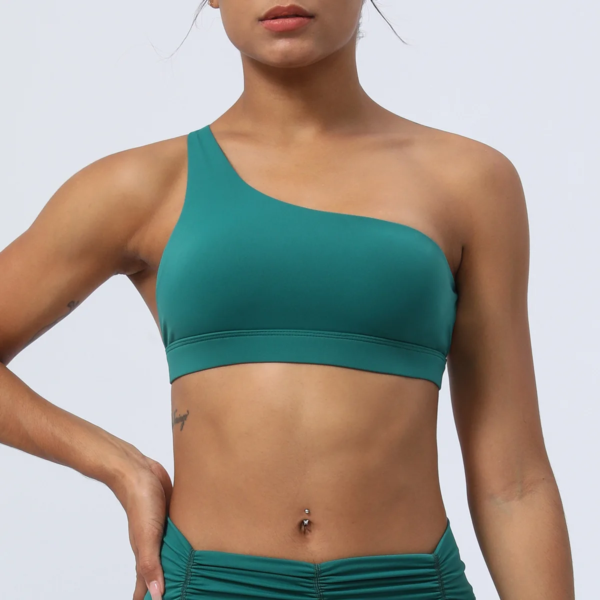 Women One Shoulder Sports Bra Top Sexy Backless Fitness Bralette Gym Workout Yoga Crop Top Push Up Tight Underwear Running Vest