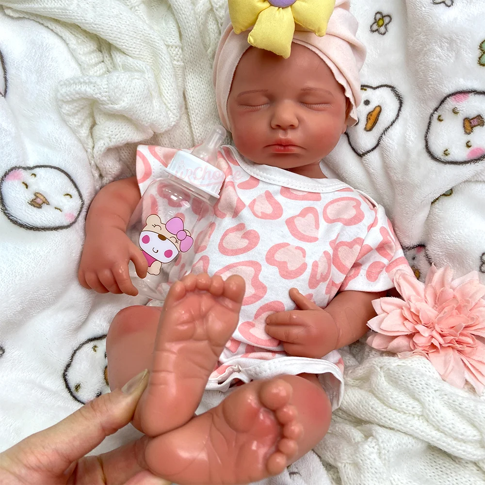 20" Lifelike Silicone Reborn Baby Doll Loulou Handmade Painted Soft Toddler Doll Girl/Boy For Collectors And Kids Christmas Gift