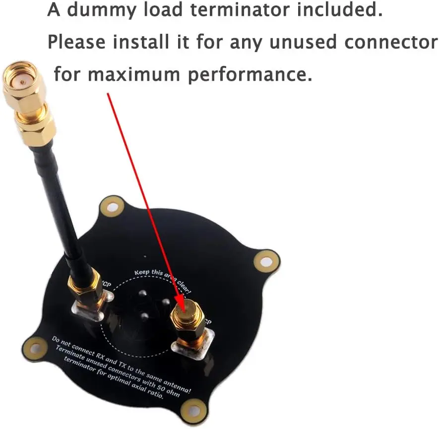 5.8GHz Triple Feed Patch Antenna High Gain Directional Circularly Polarized LHCP RHCP Antenna with 50ohm SM/A Load Terminator image 4