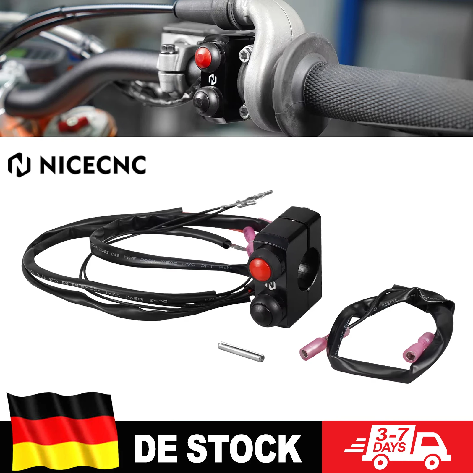 NICECNC pour KTM EXC 300 2008-2023 Husqvarna TE 300 FE 450 350 2014-2023 GasGas EC 300 2021-2023 Bouton de démarrage, d'arrêt et de coupure du moteur