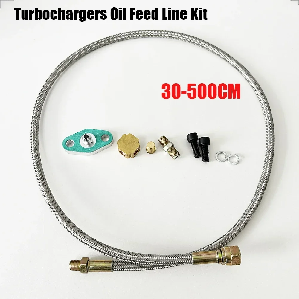 

Turbo Oil Feed Line Kit Oil Return Line Oil Drain Line Kit Replacement For T3 T4 T60 T61 T70 AN4-1/8NPT Braided Hose 30~500cm