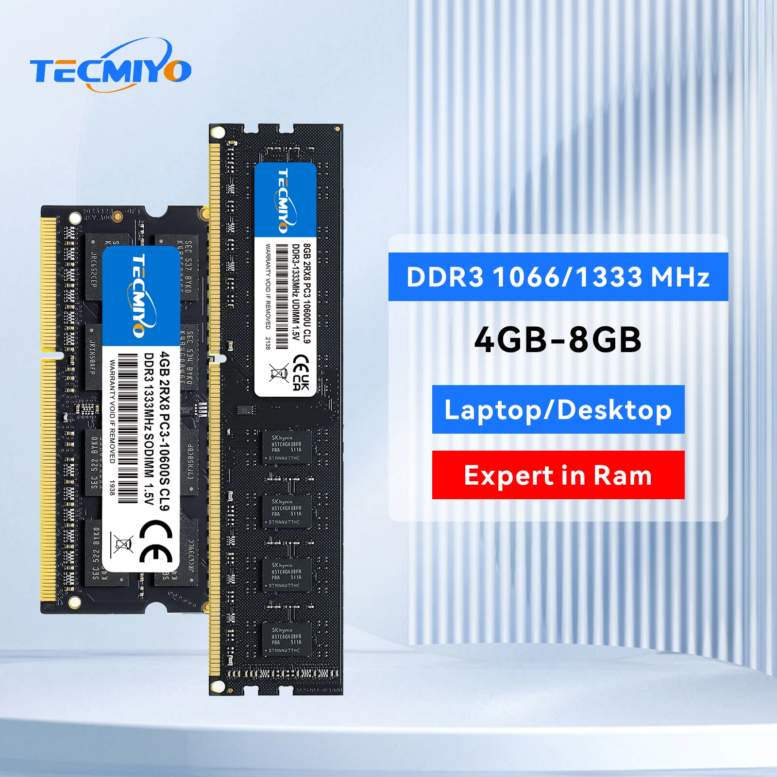 TECMIYO 4 ГБ 8 ГБ DDR3 1333 МГц 1066 МГц оперативная память для ноутбука/настольного компьютера 1,5 в, цвет черный