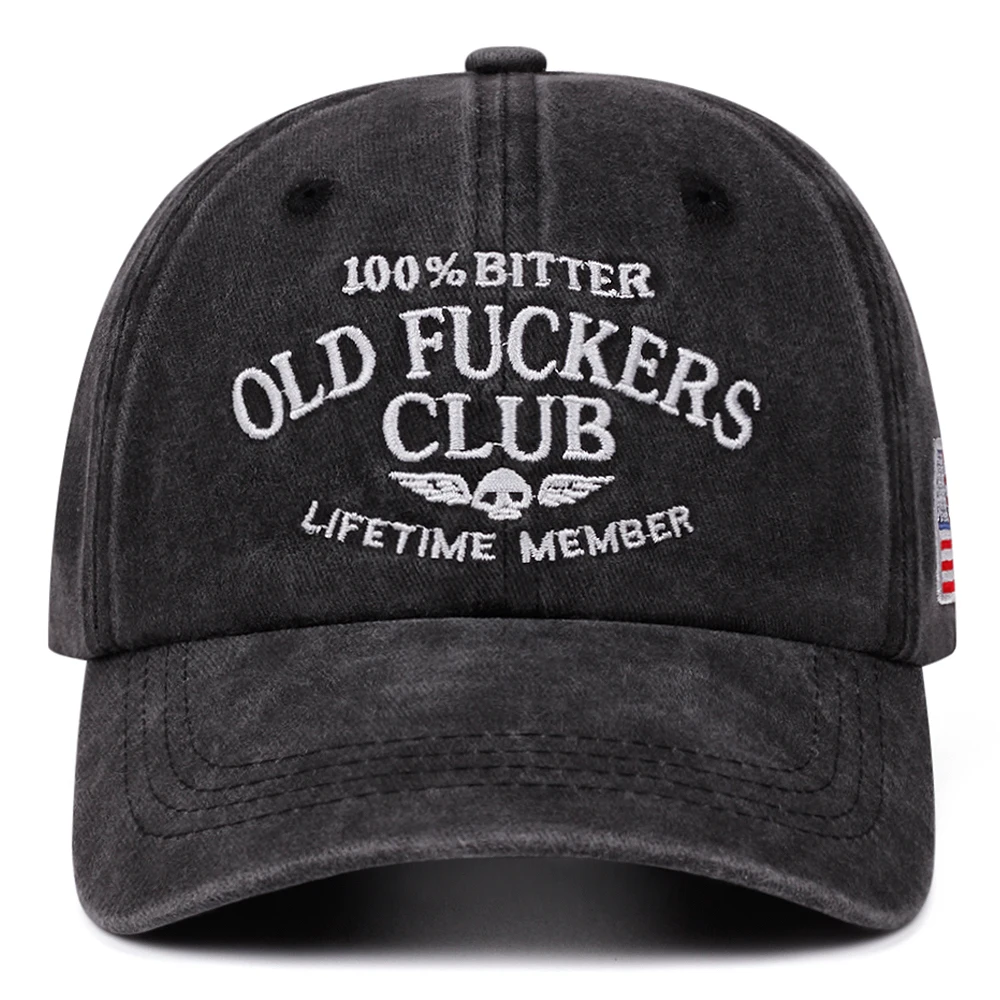 old club vintage wash letter embroidery  baseball cap women men outdoor sports event casual duck cap