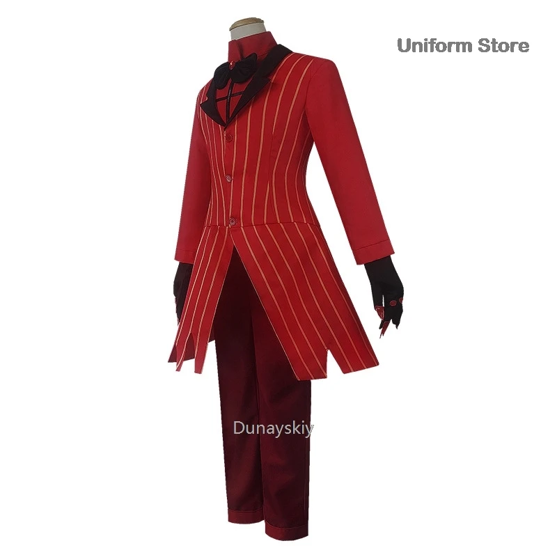 Hazbin ALASTOR Cosplay Costume pour homme adulte, uniforme d\'hôtel, veste et pantalon, rouge trempé, anime, Halloween