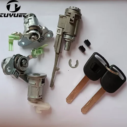 Cilindro de cerradura de coche para Honda City Sel Jazz 2004-2007, cilindro de cerradura Ful, cilindro de cerradura de puerta de conducción + interruptores de bloqueo de encendido
