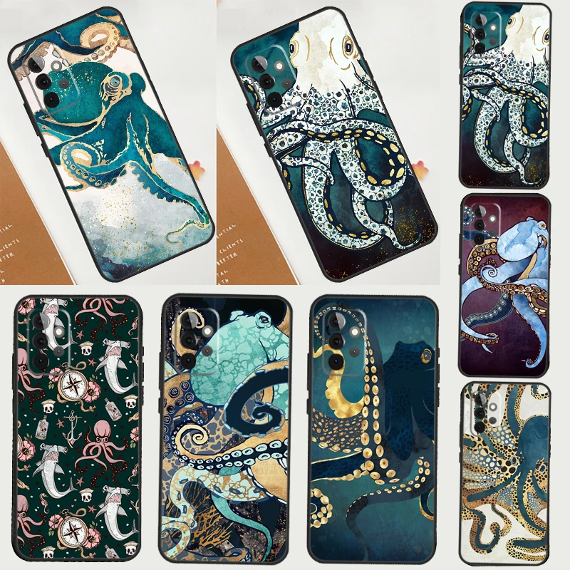 Marine Life Ocean Octopus Case For Samsung Galaxy A54 A34 A14 A52 A32 A22 A12 A51 A71 A50 A70 A13 A33 A53 A52S Back Cover