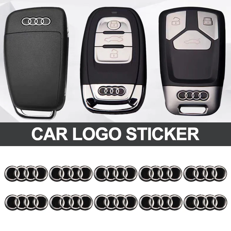 16mm Car Remote Key Sticker Aluminum Emblem Decal For Audi RS6 A1 A2 A3 A4 A5 A6 A7 A8 Q1 Q2 Q3 Q4 Q5 Q6 Q7 Q8 TT S5 B8 C6 B9 B6