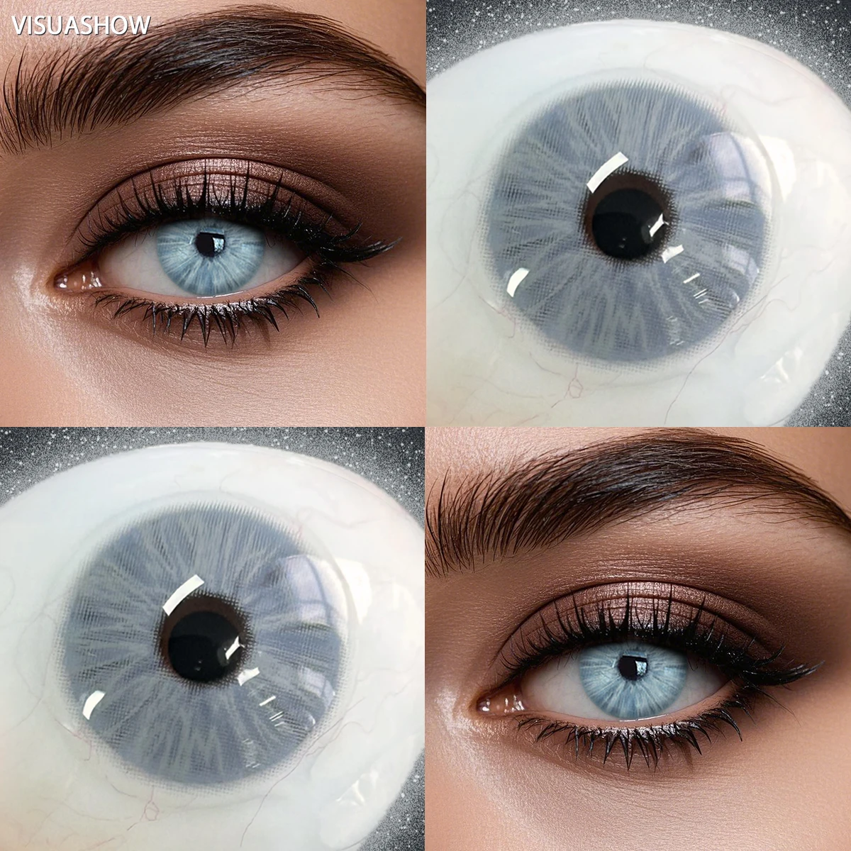 Visuashow 2 Stück Natürliche Farblinsen, Jährlich Tragbar, für Myopie mit Stärke, Weich und Bequem. Perfekt für modisches Make-up, Kosmetik und alltägliche Looks, die Ihre Schönheit unterstreichen – Detail 16