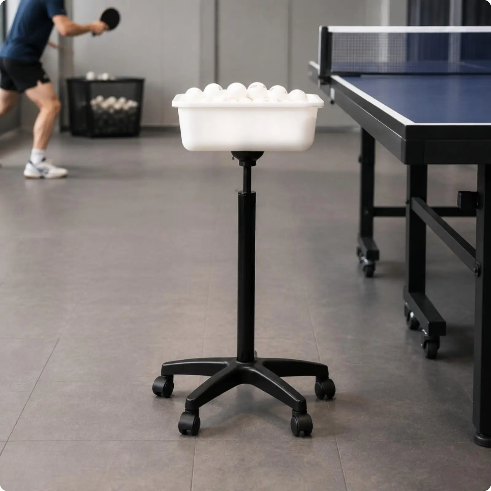 Plastic Table Tennis Ball Tote with Wheels for Fitness Club Practice Area Cleanup