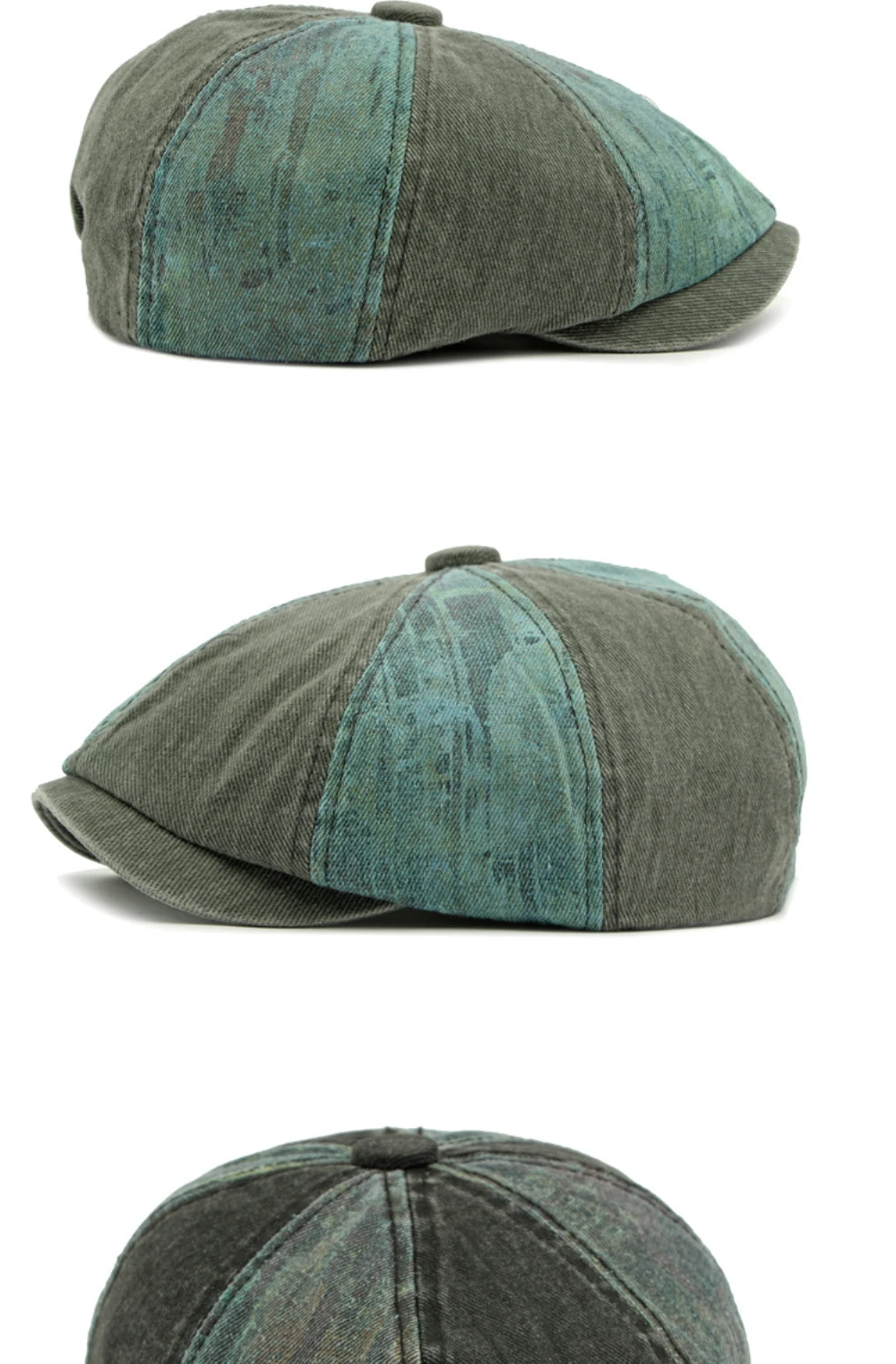 HT4789 Herren- und Damen-Baskenmützen, Neue Gewaschene Baumwoll-Flatcap, Unisex Achteckige Baskenmütze für Frühling, Sommer und Herbst, Patchwork-Baskenmütze – Detail 9