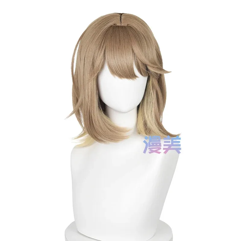 ゲームリバースレグルスコスプレウィッグ 38 センチメートル混合色ショートヘア耐熱合成ハロウィンカーニバルパーティー頭皮かつら