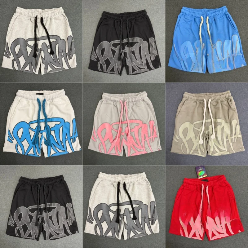 

Synaworld American High Street, летние спортивные повседневные свободные брюки с принтом из пенопласта, прямые брюки с пятью четвертью, молодежная мода