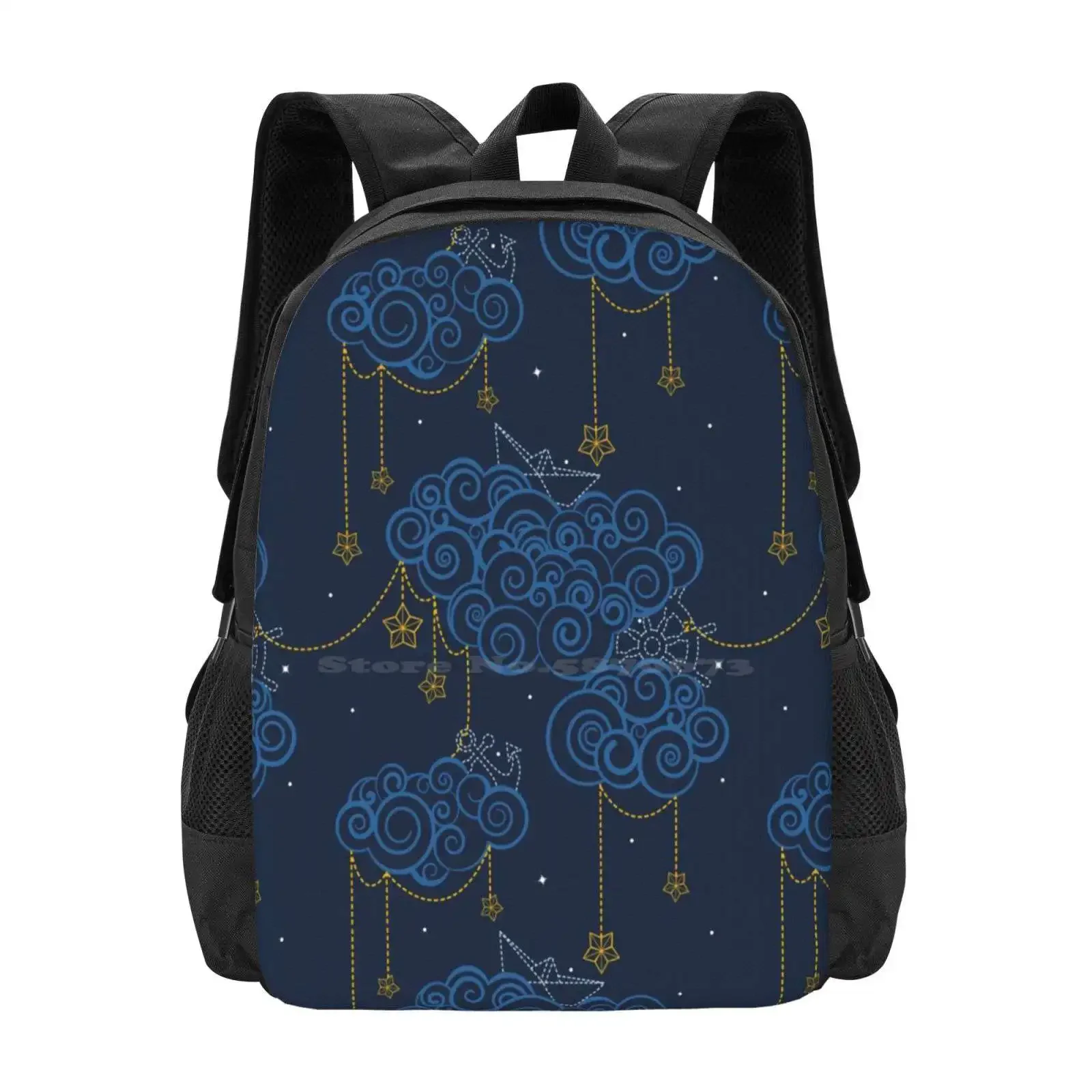 

Skies Large Capacity School Backpack Laptop Bags Skies Ship Origami Stars Constellation Night Sky Pattern Starry Boys Kids Cute