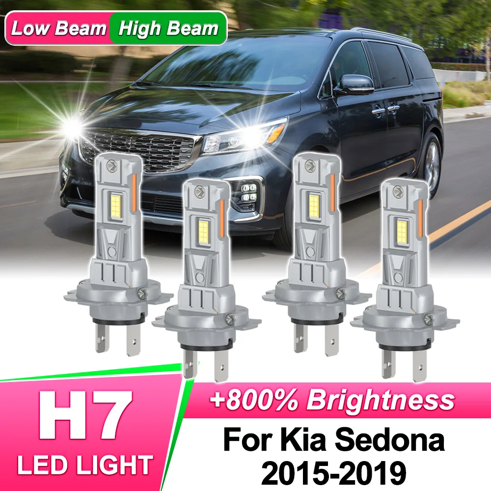 

Светодиодная лампа H7 для фар, мини, беспроводная, 30000 лм, яркая, 6000K, автомобильные диодные лампы Turbo LED 12V для Kia Sedona 2015-2019