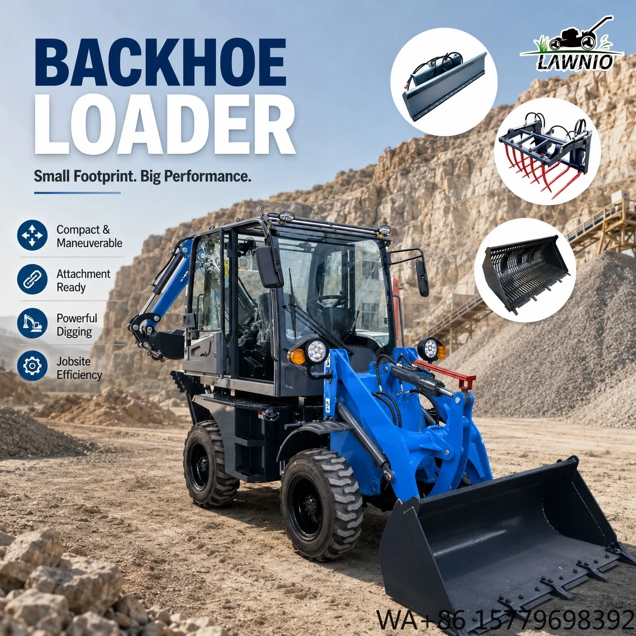In Stock Wheel Loader  with 0.04m³ Digging Bucket Capacity and Compact Design for Rural Construction Backhoe Loader