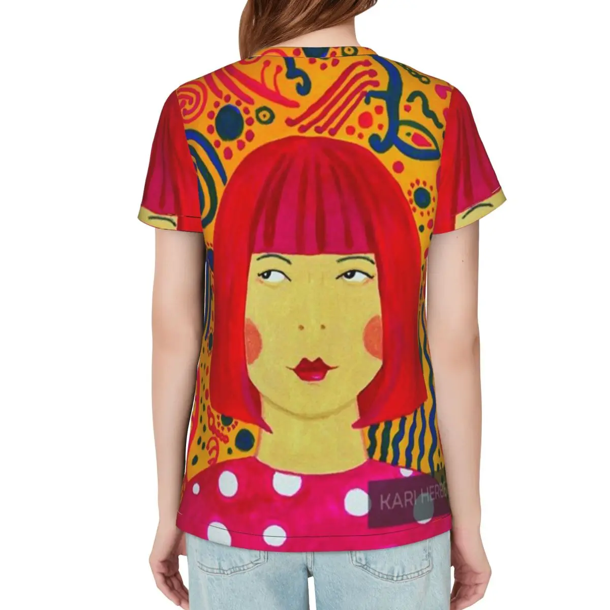 Yayoi Kusama Abstract Painting T-Shirt Women Short Sleeve T Shirts Crew Neck Clothing Cotton Summer Tees Streetwear