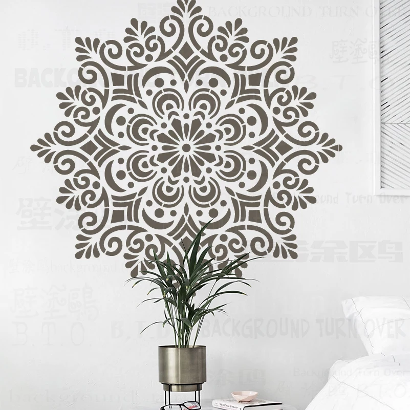 40cm - 80cm Stencil Mandala Wall Stencils For Painting Paint Decor Large Brick Tile Huge Giant Furniture Round Flower Lotus S301