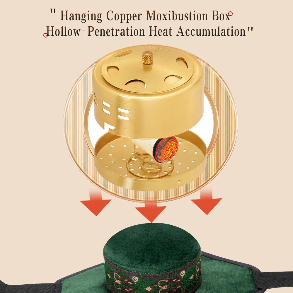 Brass Copper Box Smokeless Moxibustion Bag hierbas medicinales Burner Moxa Therapy Body Acupoint Meridian Warm Massage