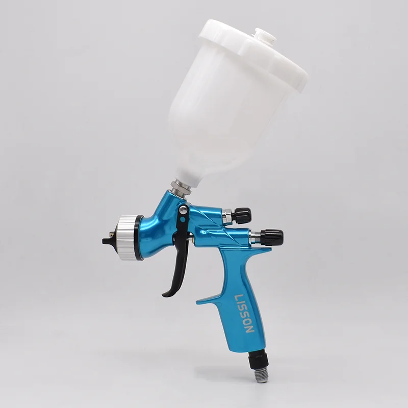 CV1 Purple Blue HVLP Spray Gun - 1.3mm Stainless Steel Nozzle with 600cc Capacity for Water-Based Paint and Automotive Varnish