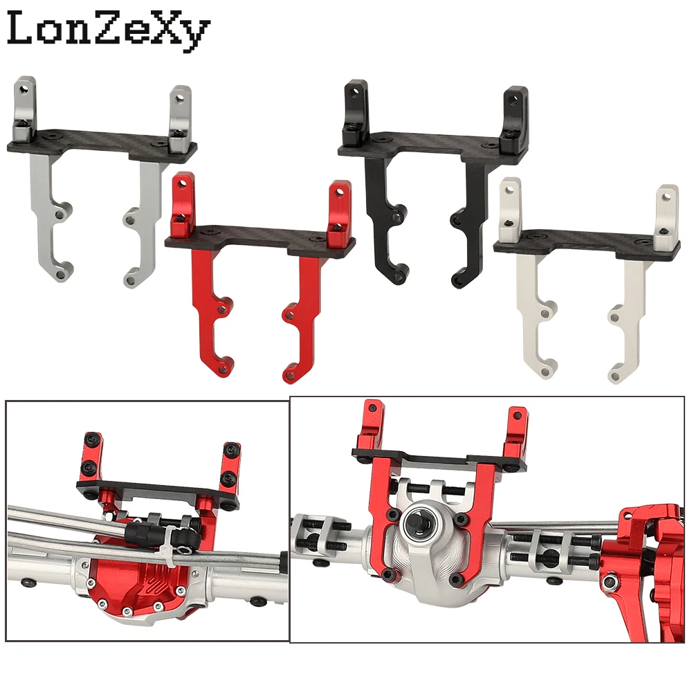 Carbon Fiber Metal Servo Mount Stand with Steering Link for 1/10 RC Crawler Car Axial SCX10 II 90046 AR44 Axle Upgrade Parts