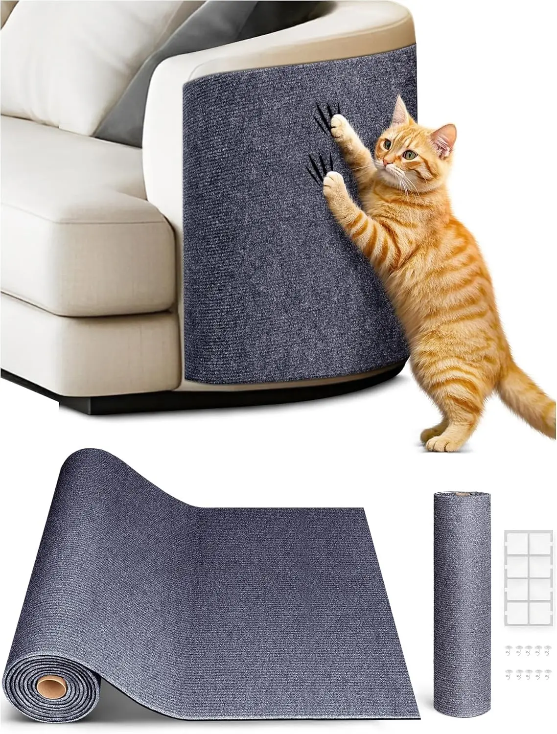 

TLNNK 78.7"x15.8" Cat Scratch Mat, Trimmable Self-Adhesive Carpet, DIY Climb Cat Scratcher for Furniture Couch or Wall P