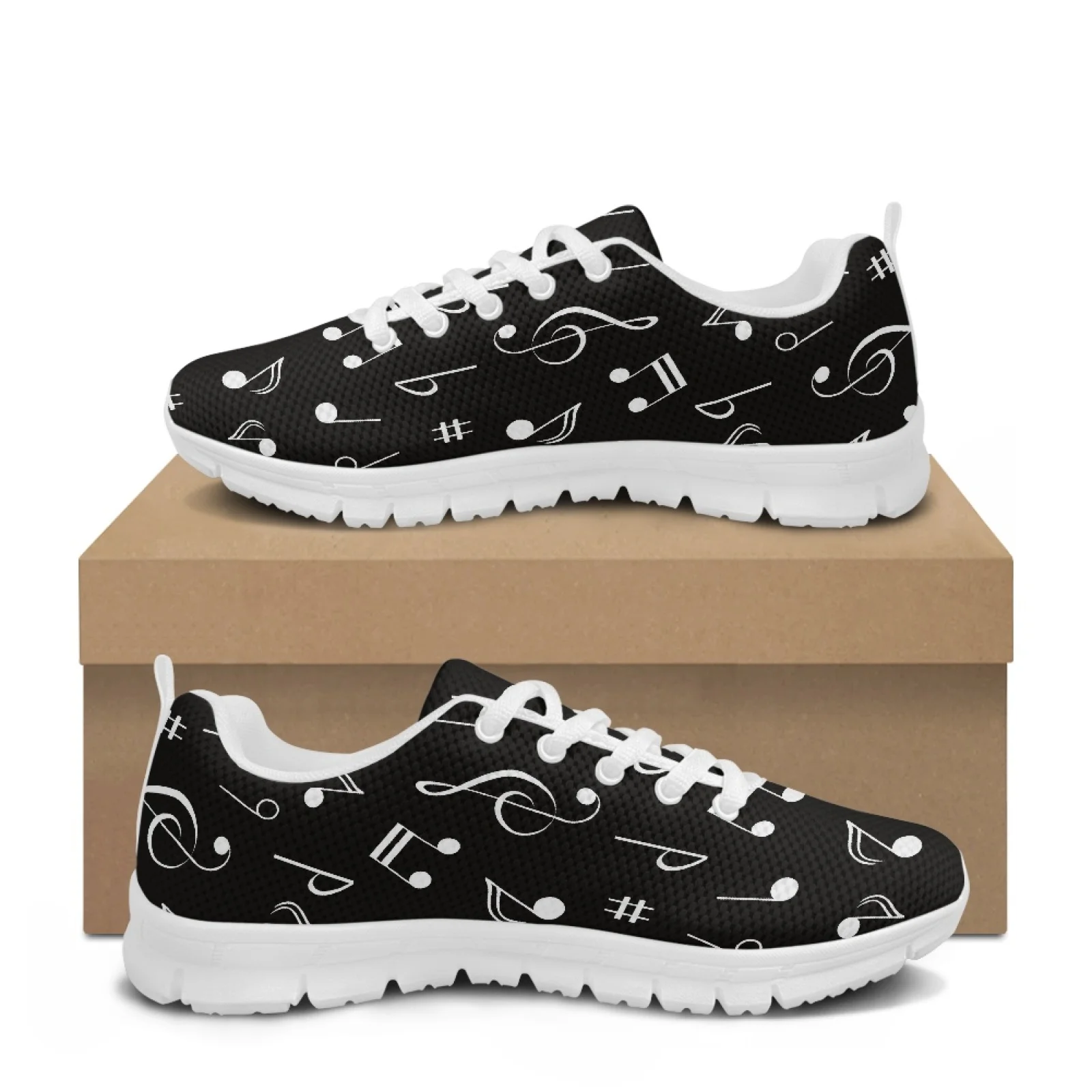 Coloranimal Music notes Work Shoes Mesh & EVA Sole Athletic Shoes Lace Up Athletic Sneaker for Mens