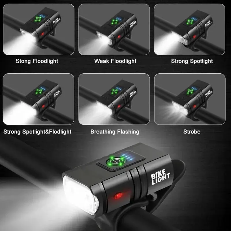 1000LM Bike Light Headlight T6 Bicycle Flashlight LED USB Rechargeable Torch Cycling Front Lamp High Beam Accessories