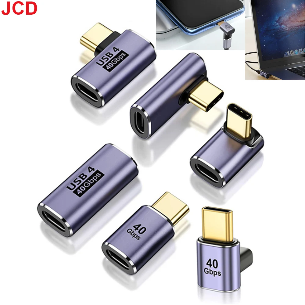 USB4.0 40Gbps OTG type C 90 degree Adapter 100W 5A USB C to Type C Fast Charging Converter USB C Data Adapter For Macbook 8K60HZ