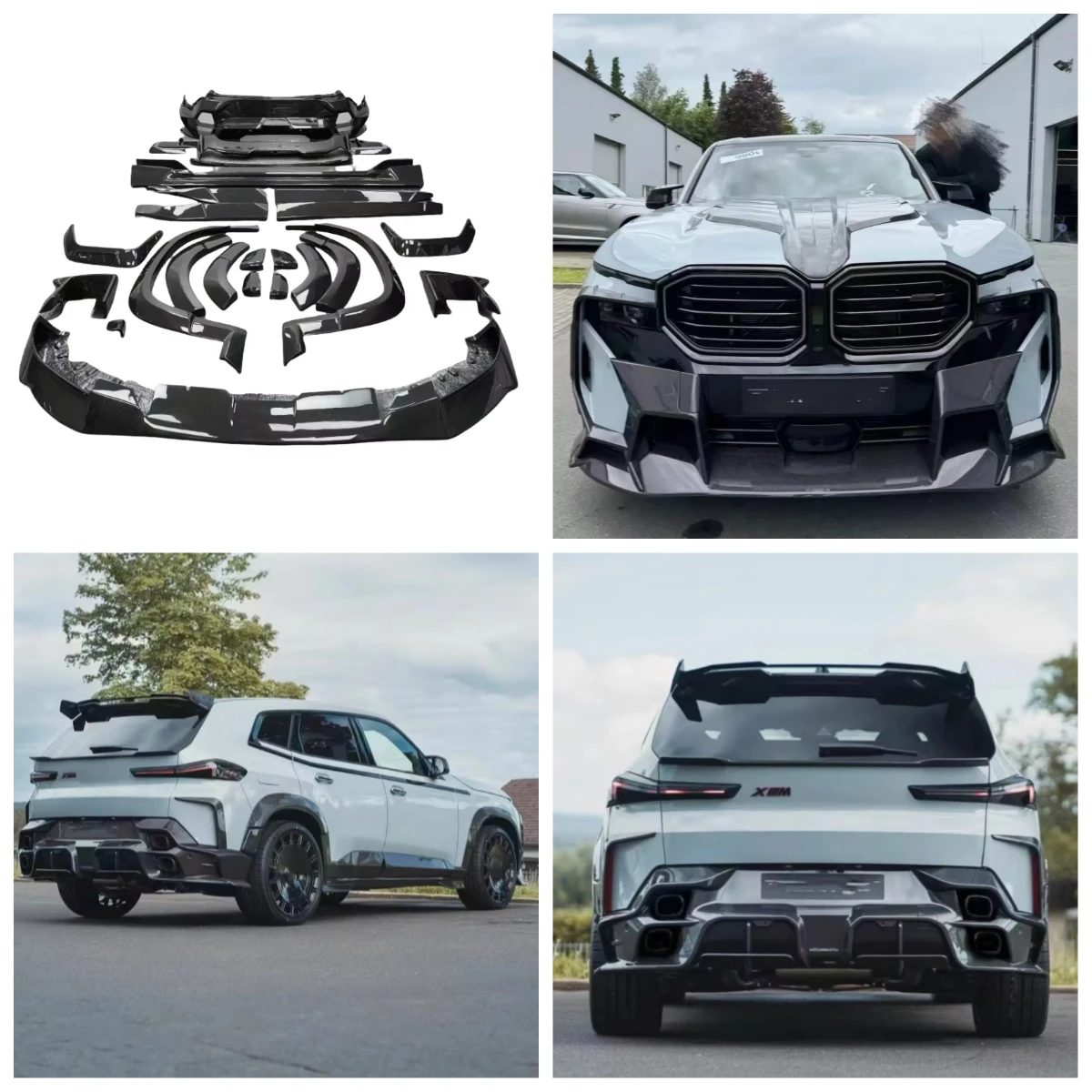 High Quality Carbon Fiber Body Kit, Front Diffuser, and Rear Diffuser Side Skirts Suitable for BMW XM Modified M-type