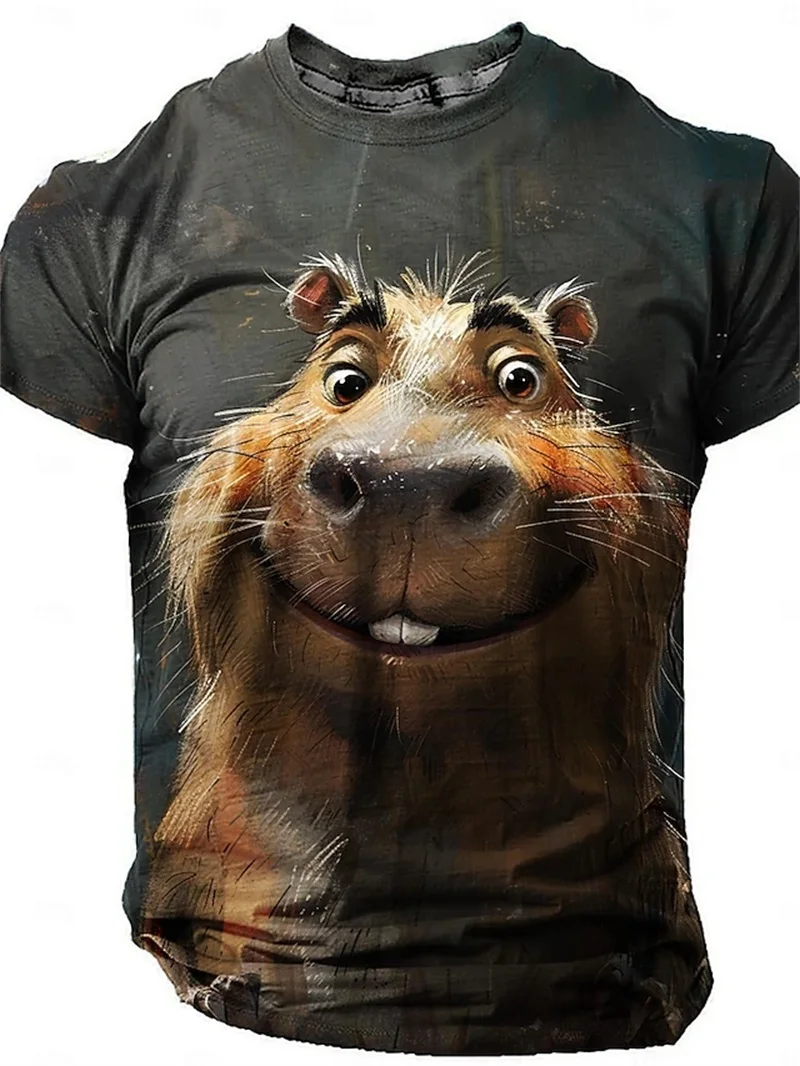 Men\'s Funny Cat And Shark T Shirt Tops 3D Print Short Sleeve Crew Neck Animal Tee Shirts New In Oversized T Shirts Clothes