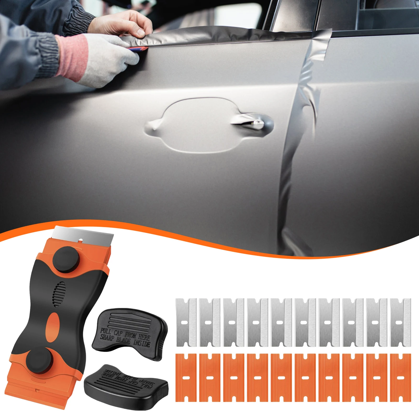 

Plastic Metal Razor Blade Scrapers For The Window Of The Car Vinyl Film Cleaning Adhesive Glass Of Ceramic Powder Remover Tool