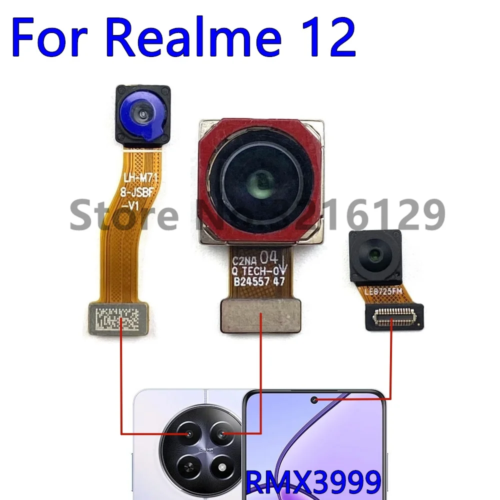 الكاميرا الأمامية الخلفية الهاتف المحمول ل Realme 12 Pro + 12pro الخلفية الخلفية وحدة الكاميرا الرئيسية فليكس قطع غيار الكابل #6