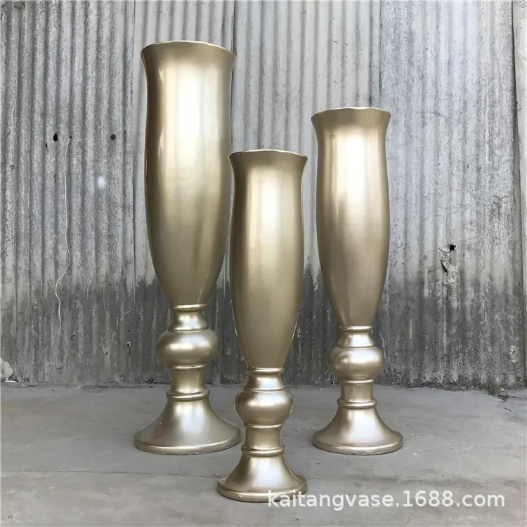 Fashion horn-type fiberglass floor-to-ceiling vase decorative ornament wedding hotel cafe soft floral landscape