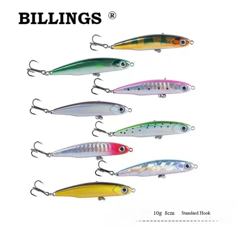 BILLINGS 1 Stück sinkender Mini-Minnow-Köder 10g 8cm langsam sinkender, stiftförmiger Harter Köder für Barsch, Schwarzbarsch und Weißfisch