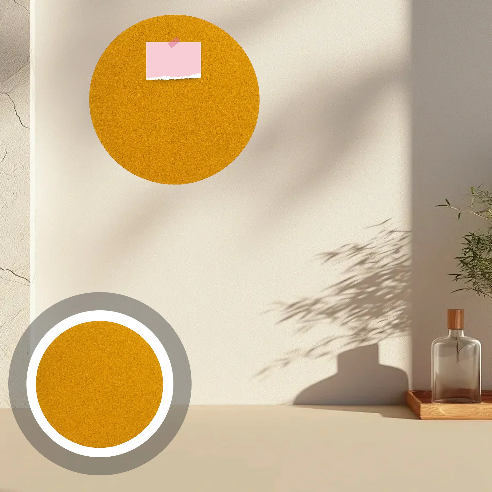 

Self-Adhesive Cork Board Round 30cm Easy Installation Bulletin Board Office Photo Notes Self-Adhesive Cork Sheets