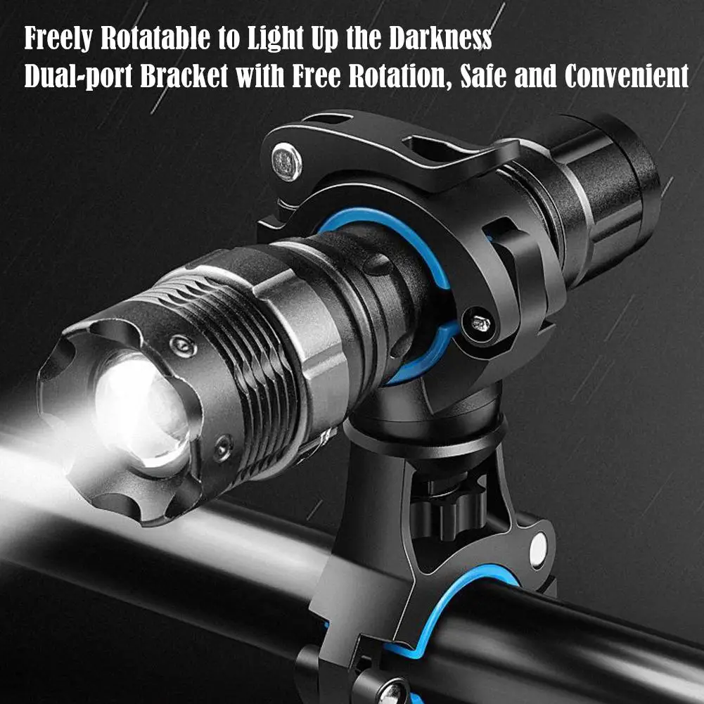 1pc 360 ° Bicycle Flashlight Holder U-Shaped Headlight Fixing Bracket Double Fixation Outdoors Cycling Essential Practical Tools